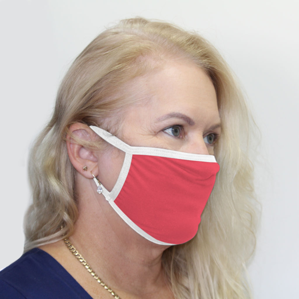 K-Lee Designs anti-bacterial and hypoallergenic Bamboo Face Mask in Dark Pink with White straps made in Australia