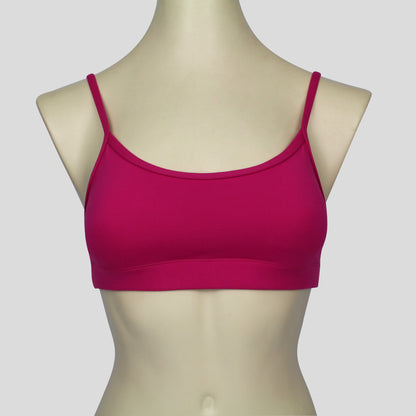 light to medium support active crop top with thin straps in pink