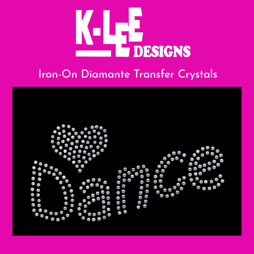 diamante crystal iron on transfer "<3 dance"