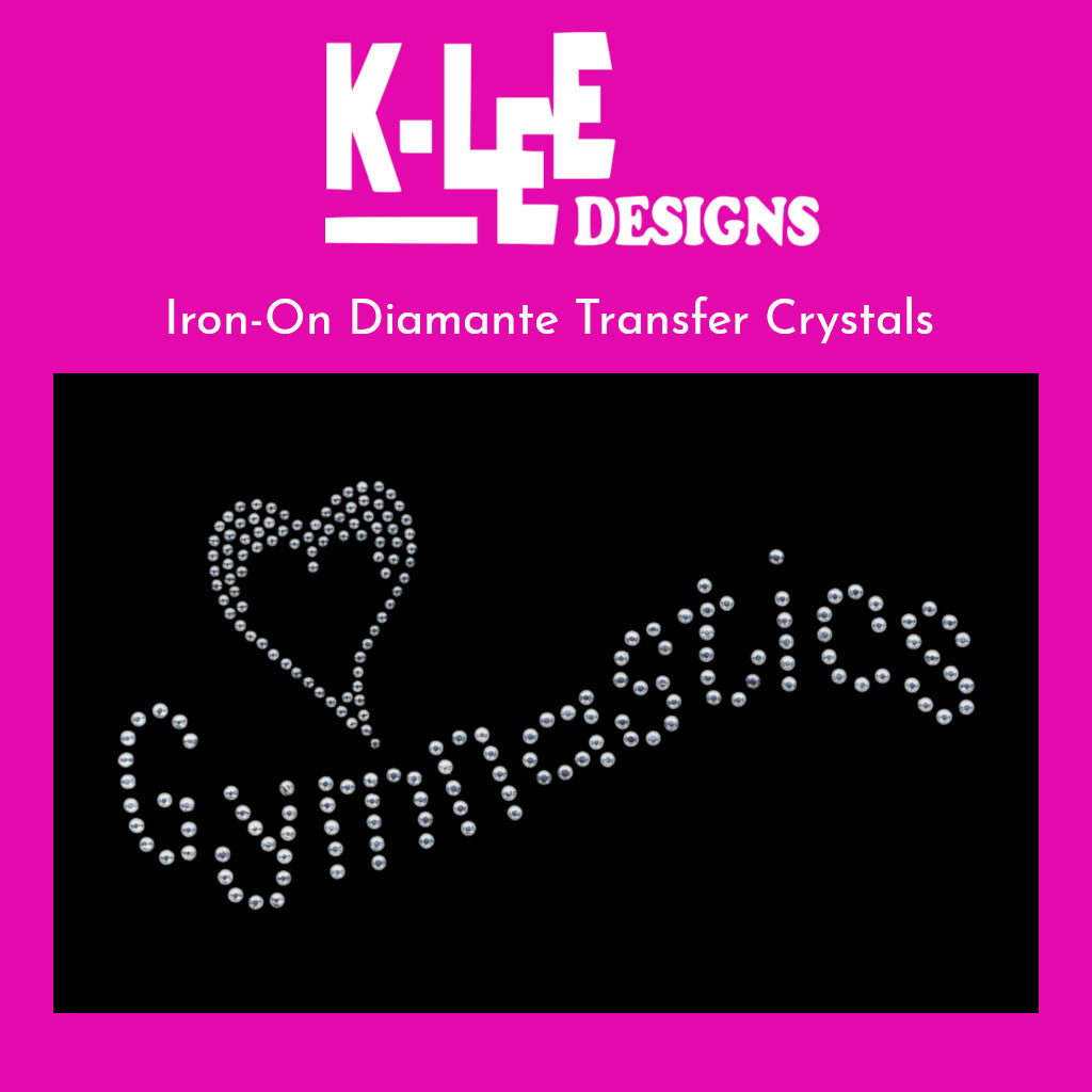 diamante crystal iron on transfer "<3 gymnastics"