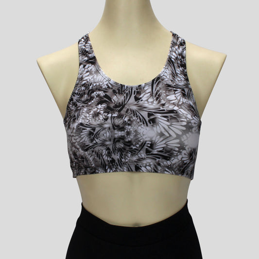 black and white chrome chic pattern crop top