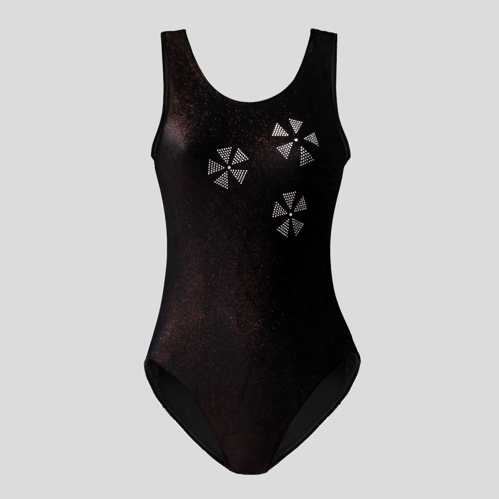 Velvet Deep Plunge Leotard – Sleeveless – Black Sapphire Design
