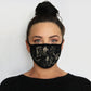 front view k-lee designs limited edition fabric face mask in nude with black lace