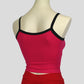 basic pink singlet top with contrasting black spaghetti straps
