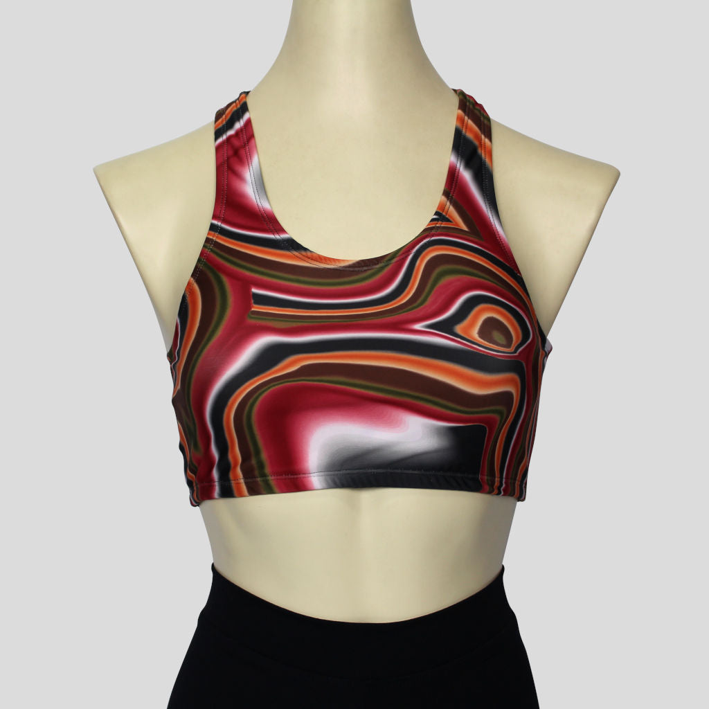 crop top made of a print with retro swirls in rusty hues