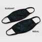Two Australian made Bambo fabric face masks in an aquamarine shade with black bind side by side to show the two available black lace styles