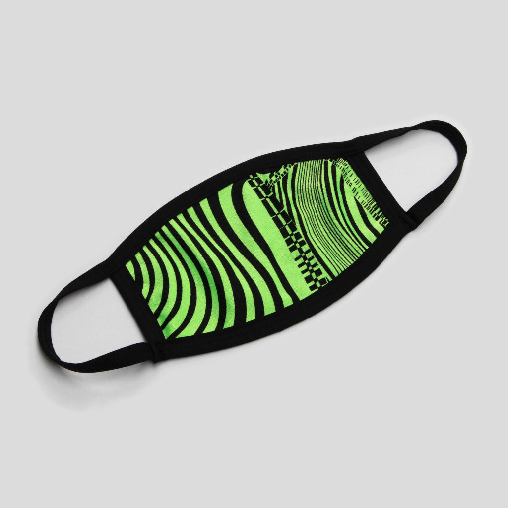 Children's Australian made fabric face mask with green and black stripes