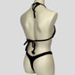 back of the black velvet bodybuilding competition g-string bikini decorated with silver foil bling