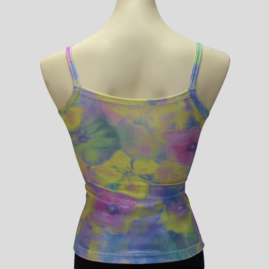 girls painted pastel flowers print singlet top with spaghetti straps