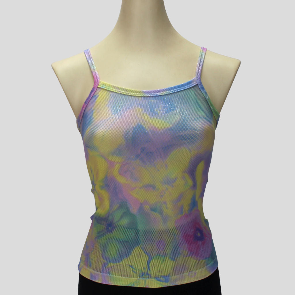 girls pastel flowers painting print strappy top