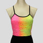 girls' yellow and pink pastel tie-dye top with sequin splash and black straps