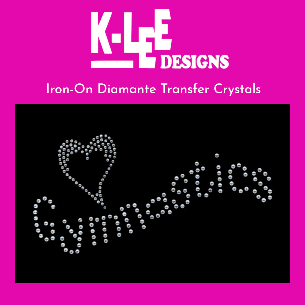 diamante crystal iron on transfer "<3 gymnastics" 